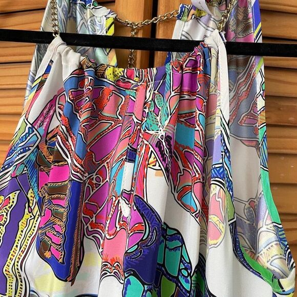 Amanda Uprichard Silk Floral Maxi Dress Butterfly Colorful Wedding Guest - Picture 6 of 8